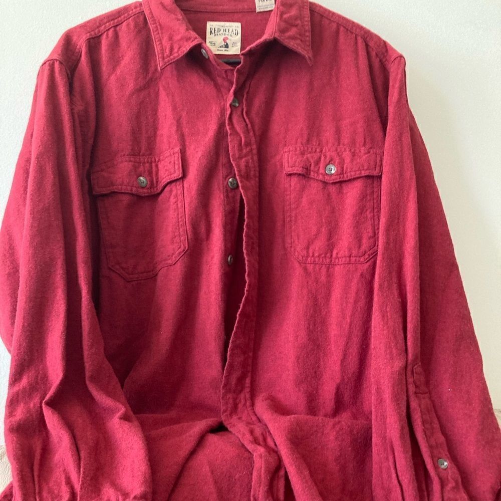 Mens Redhead Red Flannel Button Down Shirt